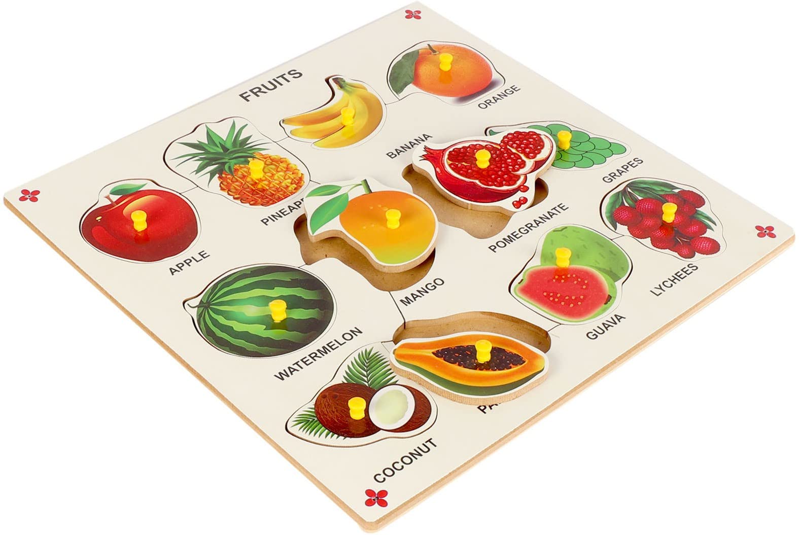 Fruit Shapes and Names Wooden Puzzle Board For Kids