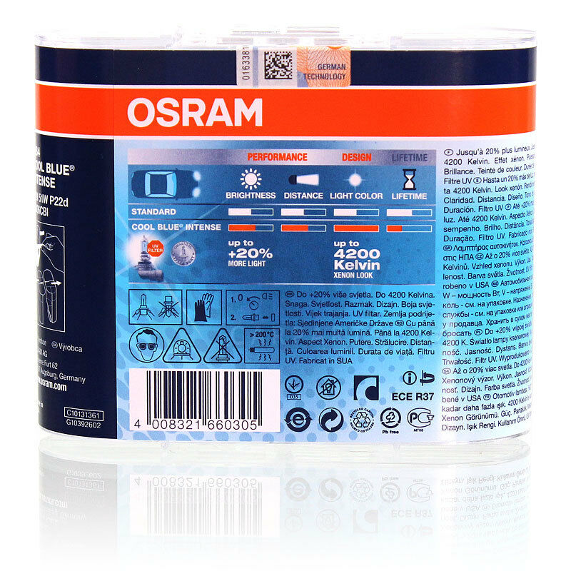 OSRAM COOL BLUE INTENSE NEXT GENERATION HB4 9006 CBN - HCB DUO