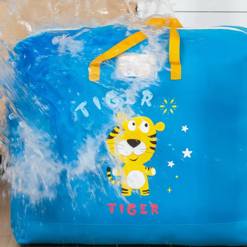 Women Handbags Luggage Foldable, Dino Storage Organizer Bag, Cartoon Pattern Double Zipper Quilt, Bedsheet, Blanket Storage Box