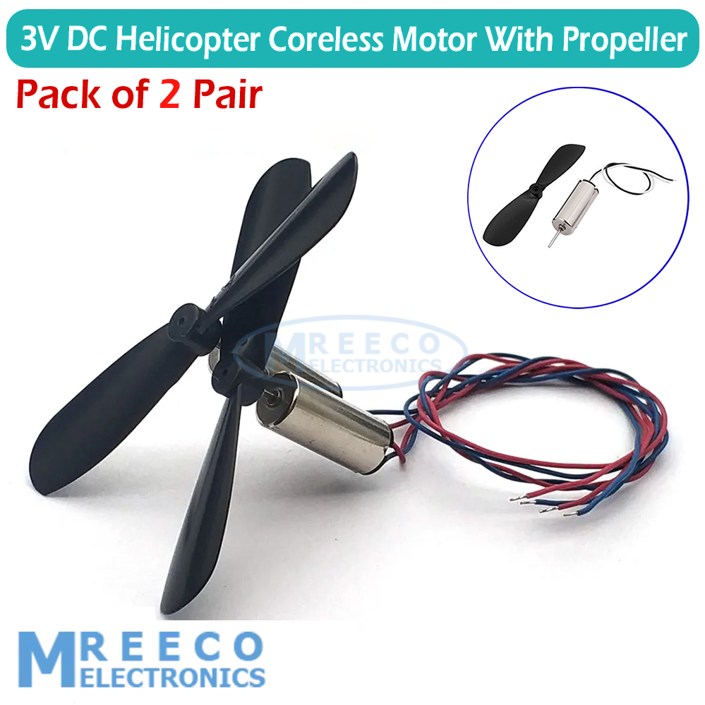 2 pair Micro 3V DC Helicopter Coreless Motor With Propeller (2 moter & 2 Propeller )