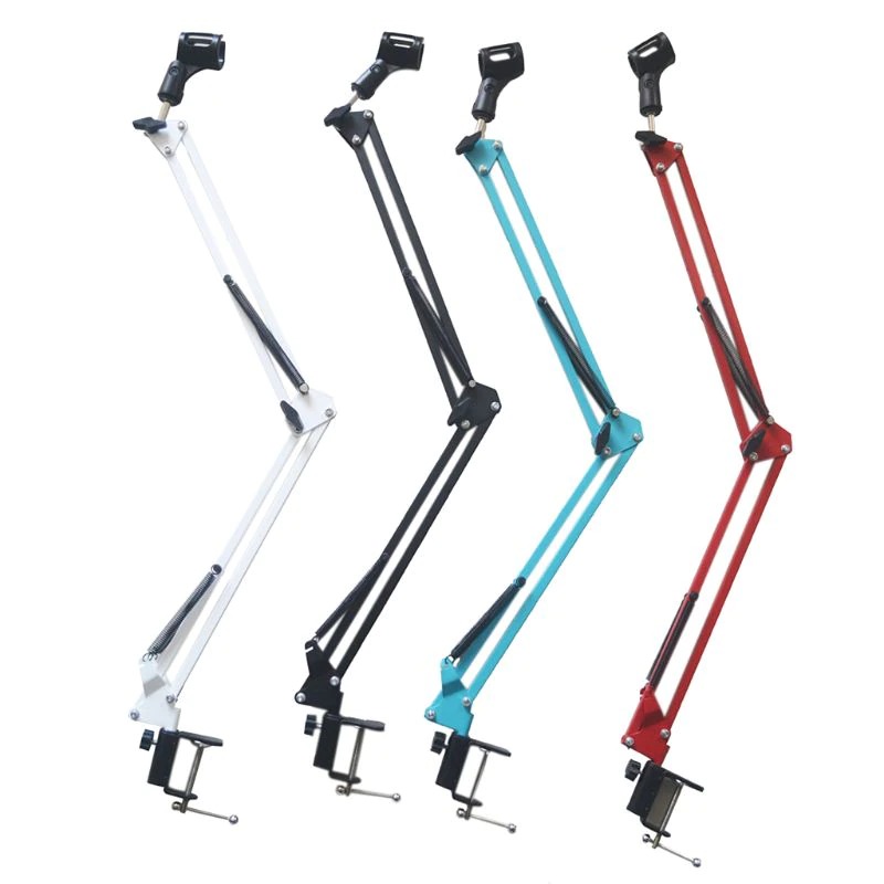 Extendable Recording Microphone Scissor Arm Stand with Microphone Clip