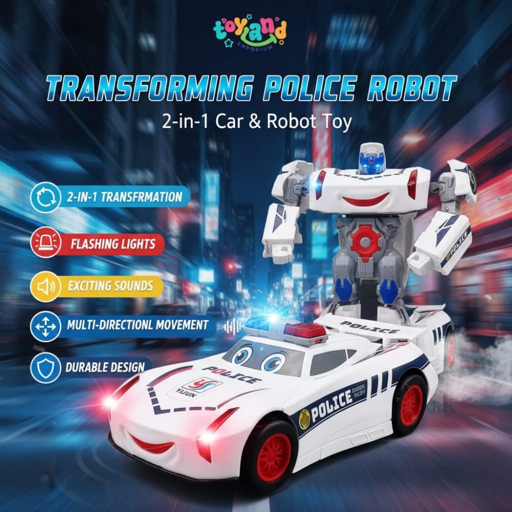 Toyland Emporium – Robot Transformer Car Toy – 2-in-1 Robot & Car Stunt Toy with LED Lights – Cell Operated Kids Toy Car – Boys & Girls Remote-Free Transformation Toy – Fun Robot Car for Kids – Robot –Car –Toys For Boys – New Toys For Kids – Kids Toys