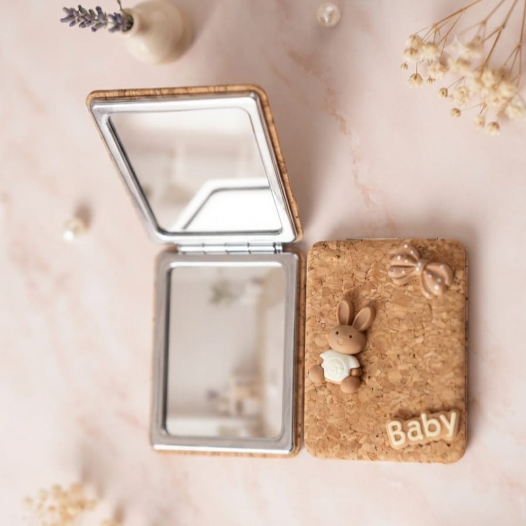 Round & Square Pocket Mirror - Double Sided Compact Makeup Mirror with Printed Design (Multicolor)