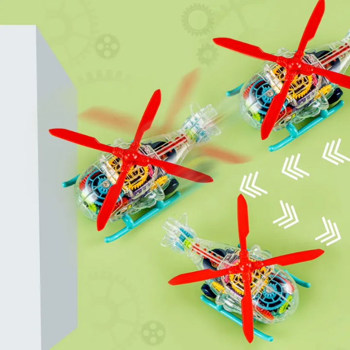 Transparent Helicopter Toy for Kids – Rotating Wings, 3D Lights, Music, Obstacle Avoidance, High Quality