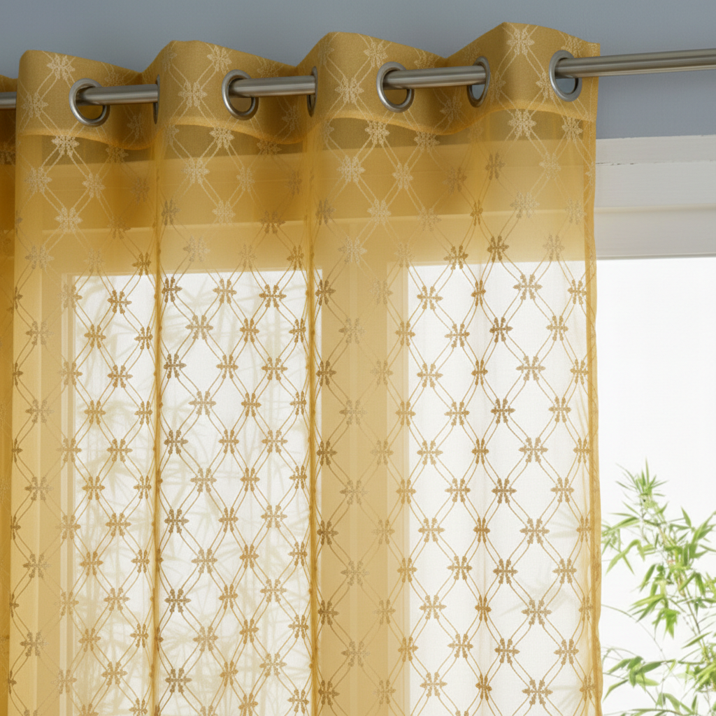Sheer Net Curtains for Windows & Doors  Elegant Embroidery Design  Soft Light Filtering  Easy Installation & Durable Fabric