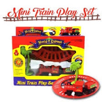 Mini Train Play Set for Kids - 1 Locomotive, 6 Track,1 Boxcar & 1 Tree