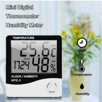 3 In 1 Digital LCD Temperature Humidity Meter - Indoor/Outdoor Room Thermometer Clock Hygrometer With Alarm Clock (IMPORTED) HTC 1