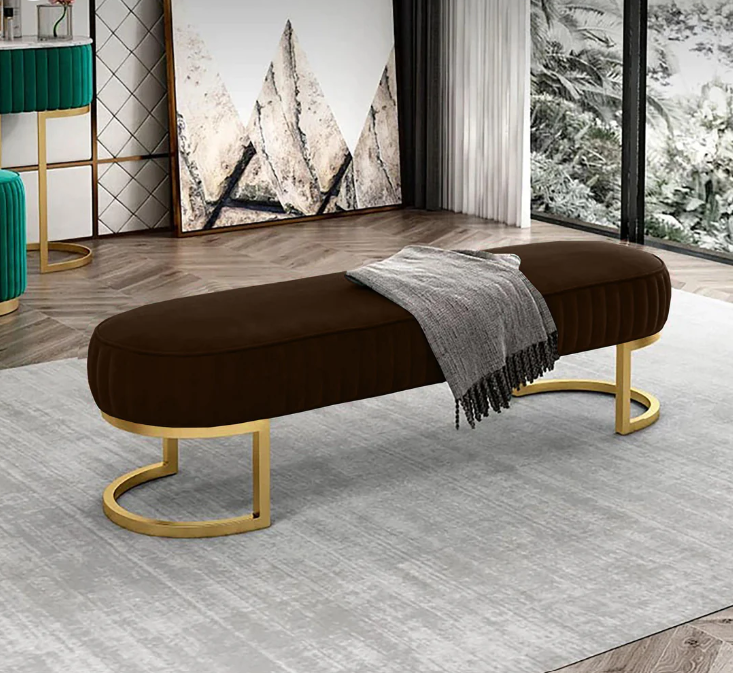 Luxe Living Co - Customized 3 Seater Luxury sofa sitting Stool With Metal Stand- sofa Chair Stool