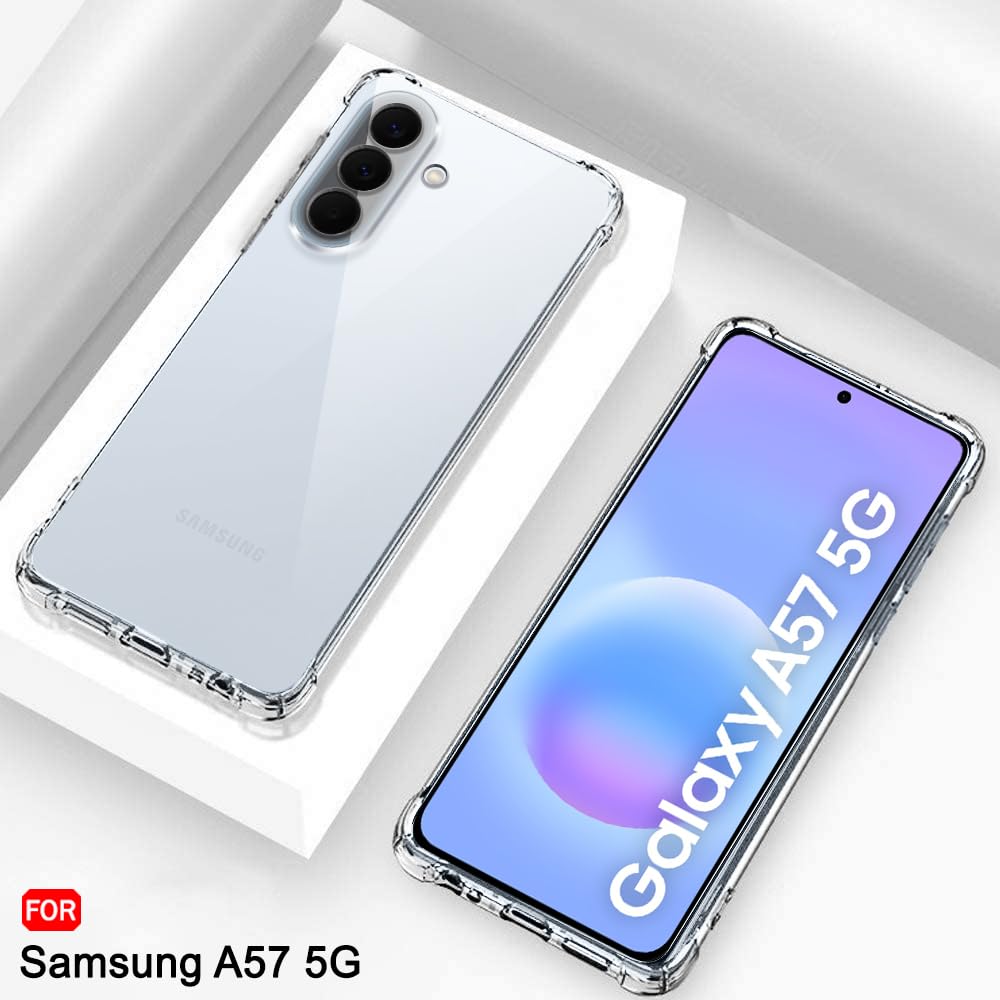 Samsung Galaxy A57 Transparent Back Cover – Soft Silicone Clear Case with Shockproof Corner Bumper Protection