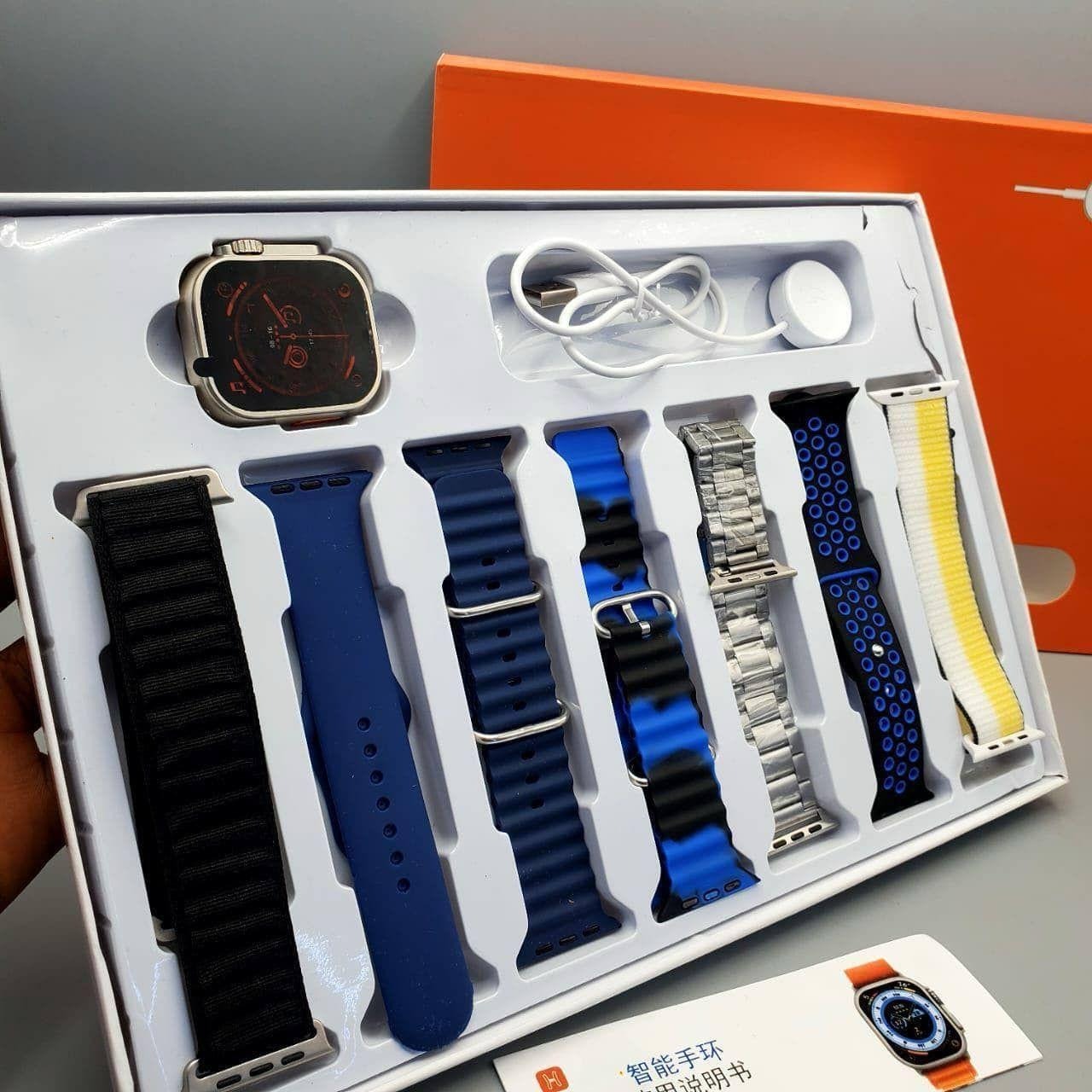 High Quality with 7 Straps & Metal Chain | Bluetooth Calling | HD Full Touch Display | Heart Rate & Sleep Monitor | Sports Modes | Wireless Charging | Watch For Boys |  Fitness Tracker  Long Battery Life| watch for Men Women Boys Girls | Premium Gift