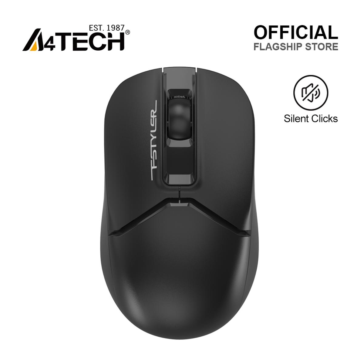 A4Tech FB12S - Bluetooth & 2.4G Mouse - Silent Clicks - Connect upto 3 Devices - 1200 DPI - For PC/Laptop/Tablet/Smart TV - Black