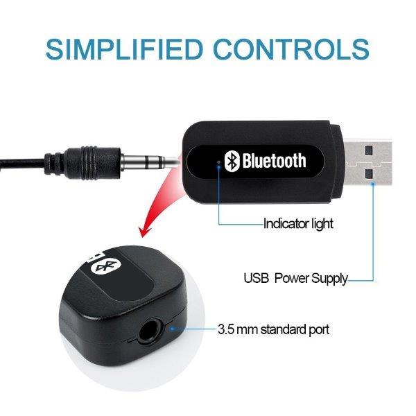 2-in-1 Dual Choice Bluetooth Audio Receiver Adapter Combo | BT-350 Rechargeable Wireless Car AUX Receiver & Mini USB Bluetooth Dongle for Home Speakers TV PC Laptop – SnapMart