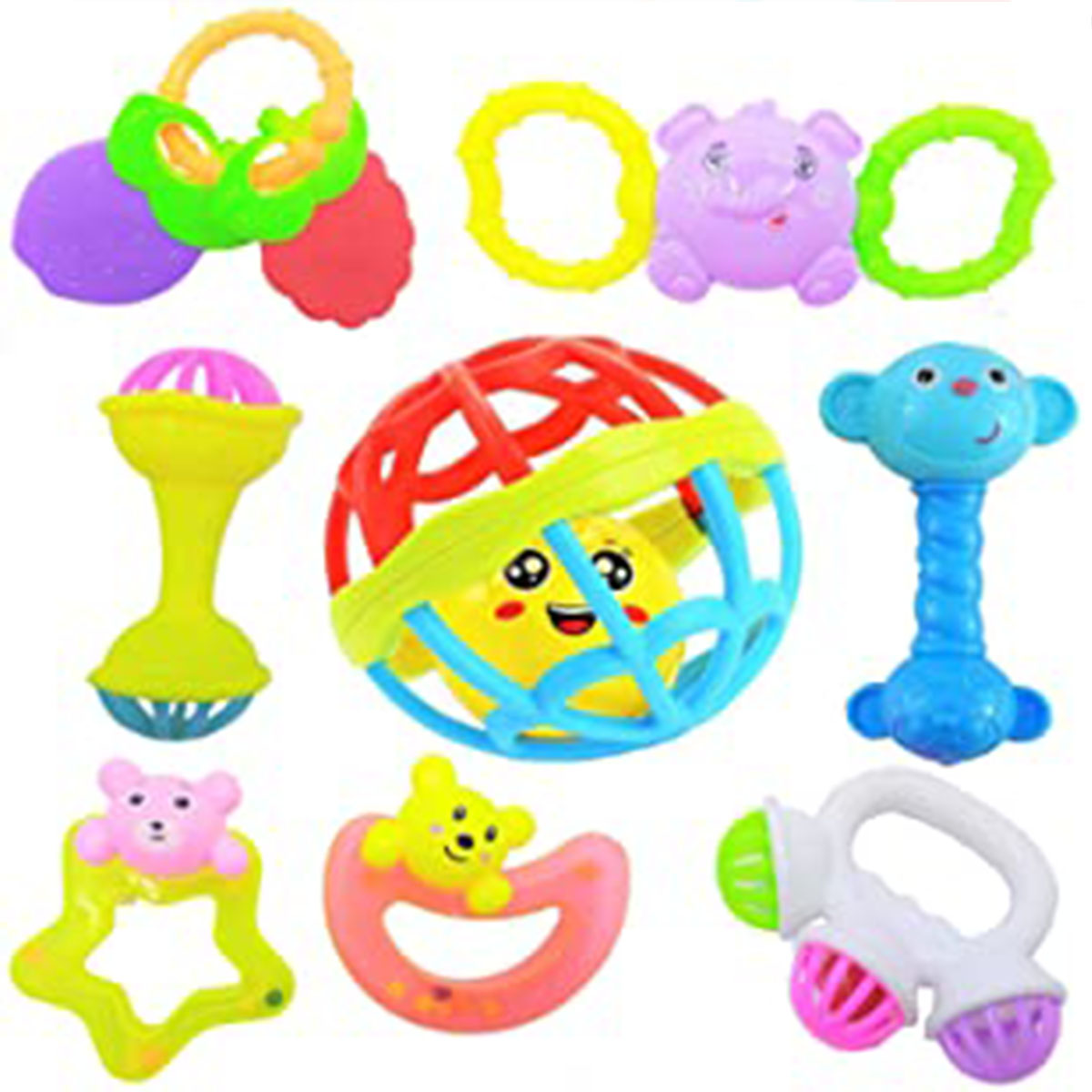 Baby Rattles Toys New-born Hand Bells Baby Toys 0-12 Months Teething safe Development Infant Early Educational Baby Rattles-5pcs Set