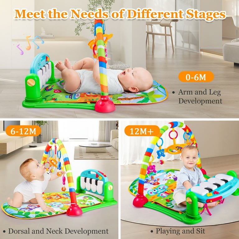 Musical Baby Play Mat with Piano & Lights  Kids Activity Play Gym Mat with Fence