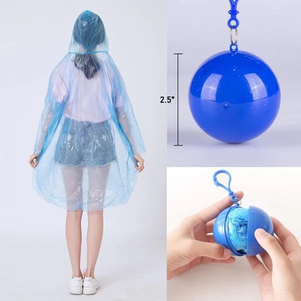 New Disposable Adult Rain Coat - Ball Outdoor Raincoat Disposable - Single Use Raincoat With Sleeves and Hooded Cap