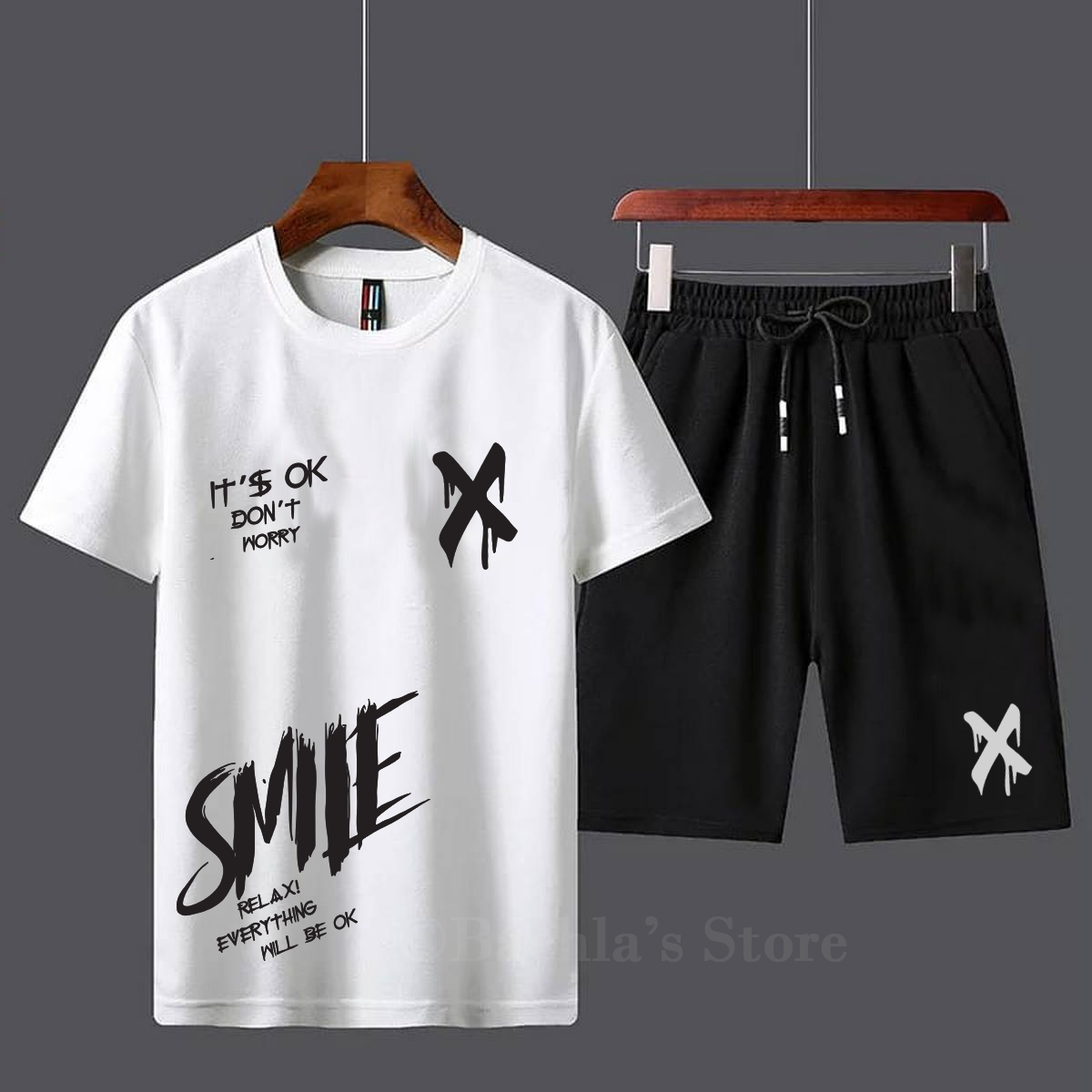 X Smile Printed Cotton Half Sleeves O Neck Short & Tshirt For Men & Boys Track Suit Summer Girls Party Gym