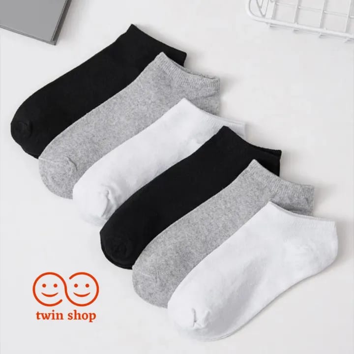 6 Pairs Cotton Ankle Socks For Men Women - 3 Random colors