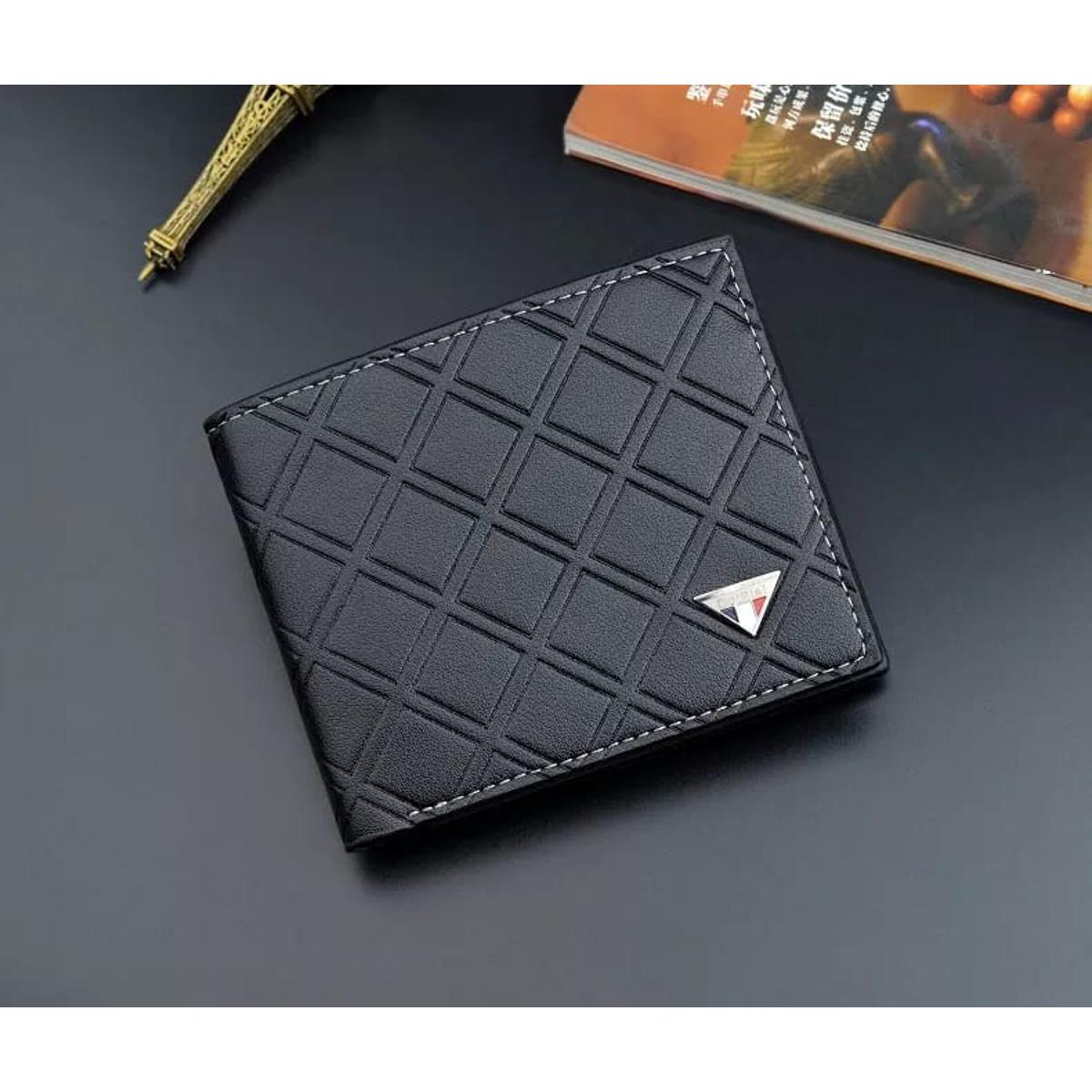 Men Leather Wallet PU Leather Casual Male Short Embossed Plaid Multi Card Holder Thin Coin Purse Male Soft Money Pocket Bifold male purse