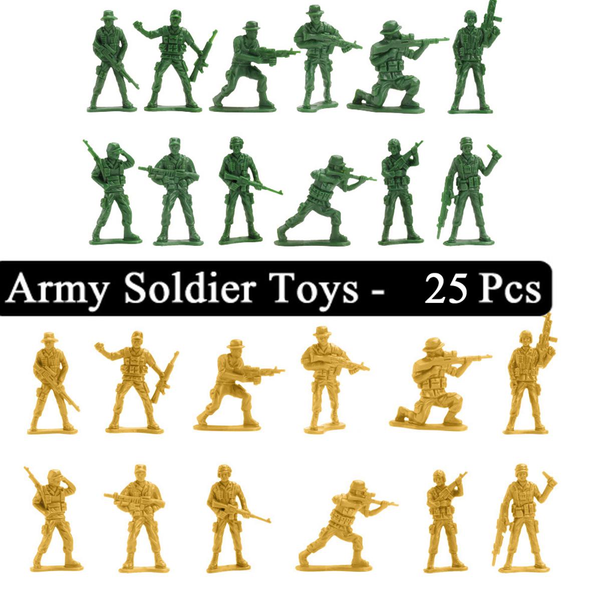 25 Pcs - Mini Army Soldier Toy Set - Military Force Action Figure Toys For Kids Boys and Girls