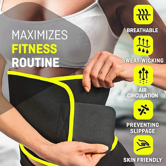 RN  Original Sweat best slimming belt Premium Waist Trimmer weight loss/Fat loss/ Fat lose/Belly/ Tummy Reducing/ Stomach Fat Burner/ Wrap Tummy Control/ Body Slim Look/ Running Travel Tummy Workout Belt/ Shape wear/ Exercise Hot Unisex Shapewear free siz