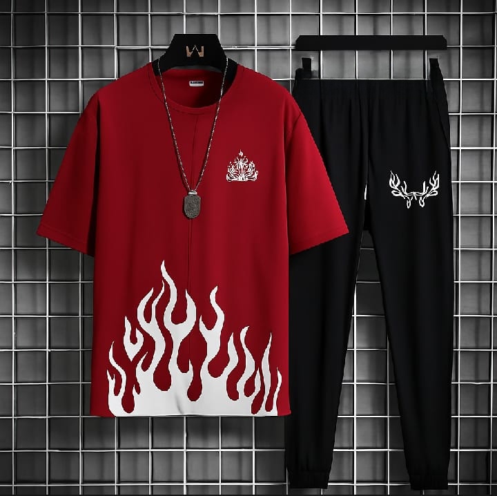New trendy fired printed black & white premium quality tracksuit for men and boys