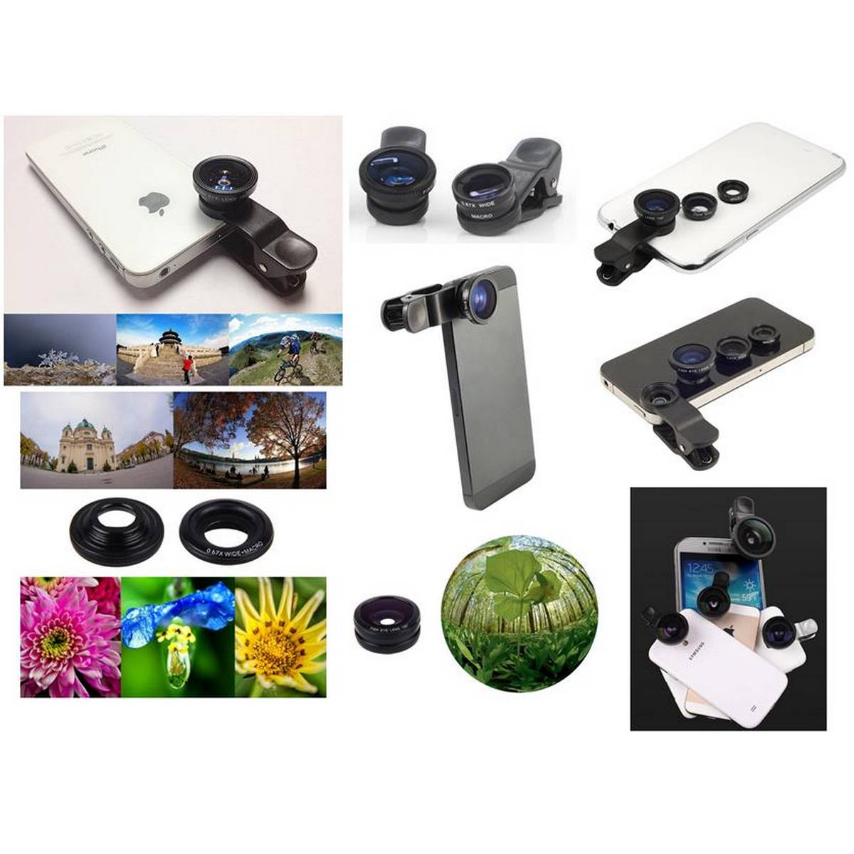 Mobile Camera Lens Selfie Mobile Phone Clip Lenses Fish Eye Wide Angle Macro Camera