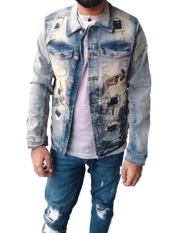 High quality Damage Style Denim Jacket For Him