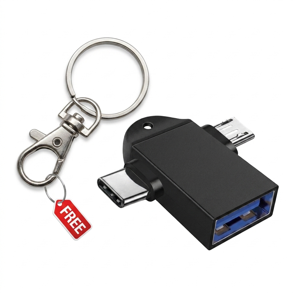 OTG 2 In 1 Type-C Micro USB 3.0 OTG Adapter Connector Converter for  Android Phones Tablet U Disk Card Reader USB with Key Chain