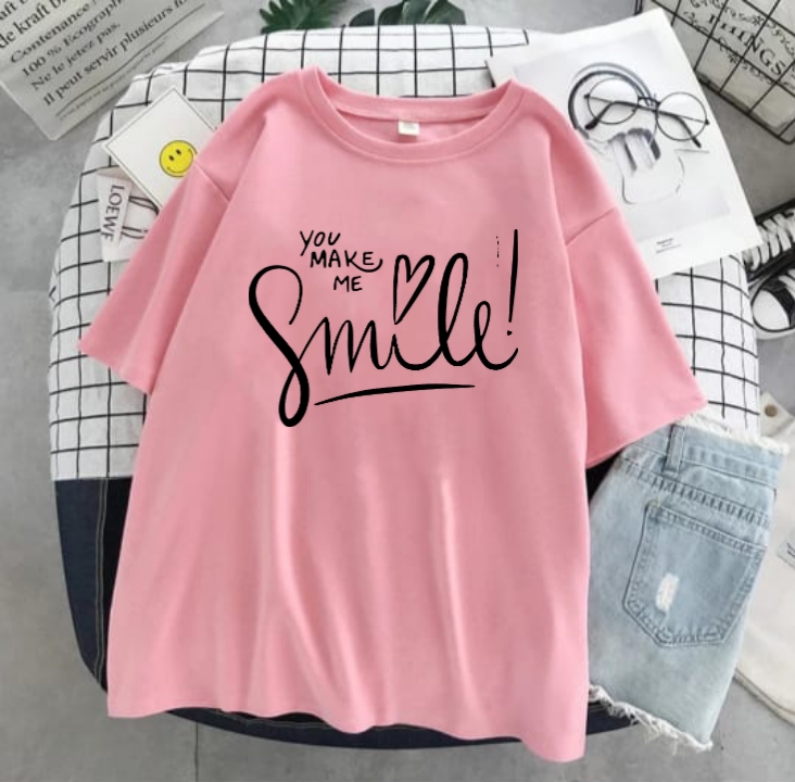 Trendy Theme Tag You Make Me Smile Printed Colored Summer Top Half