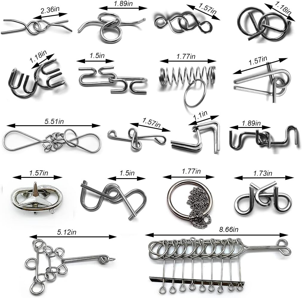8Pcs/Set Metal Montessori Puzzle Wire IQ Mind Brain Teaser Puzzles Adults Interactive Game Reliever Educational Toys