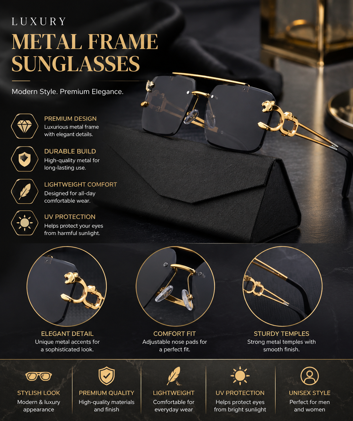 Classic Oval Sunglasses – Stylish Vintage Vibe with UV400 Lenses