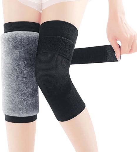 1 Pair Woolen Blend Thermal Knee Warmers Breathable Elastic Knees Sleeves for Winter ELASTIC OR  GRIPER BELT