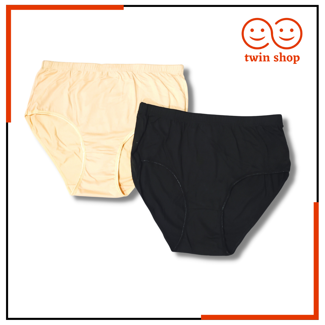 Twin Shop Pack of 2 Underwear Panties for Girls Women Soft Cotton Silk Panties for Girls Black-Skin Color
