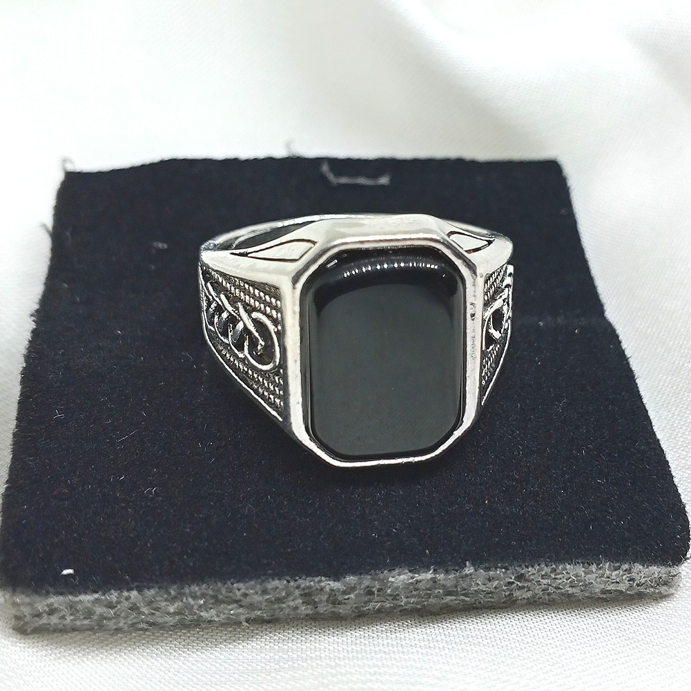 Turkish style Italian Ring Black stone model for boys and men