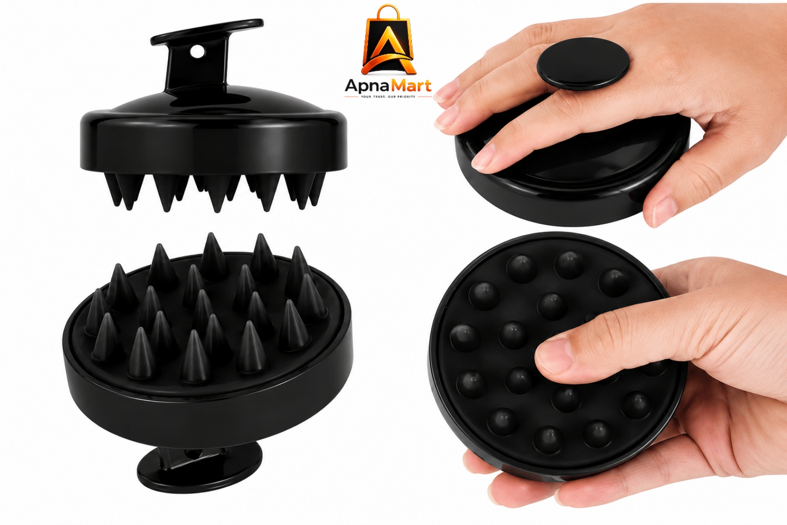 Silicone Scalp Scrubber Hair Wash Massage Brush Deep Scalp Cleaning Anti Dandruff Scalp Brush Hair Growth Scalp Massager Waterproof Wet & Dry Hair Brush For Men Women Kids Random Color
