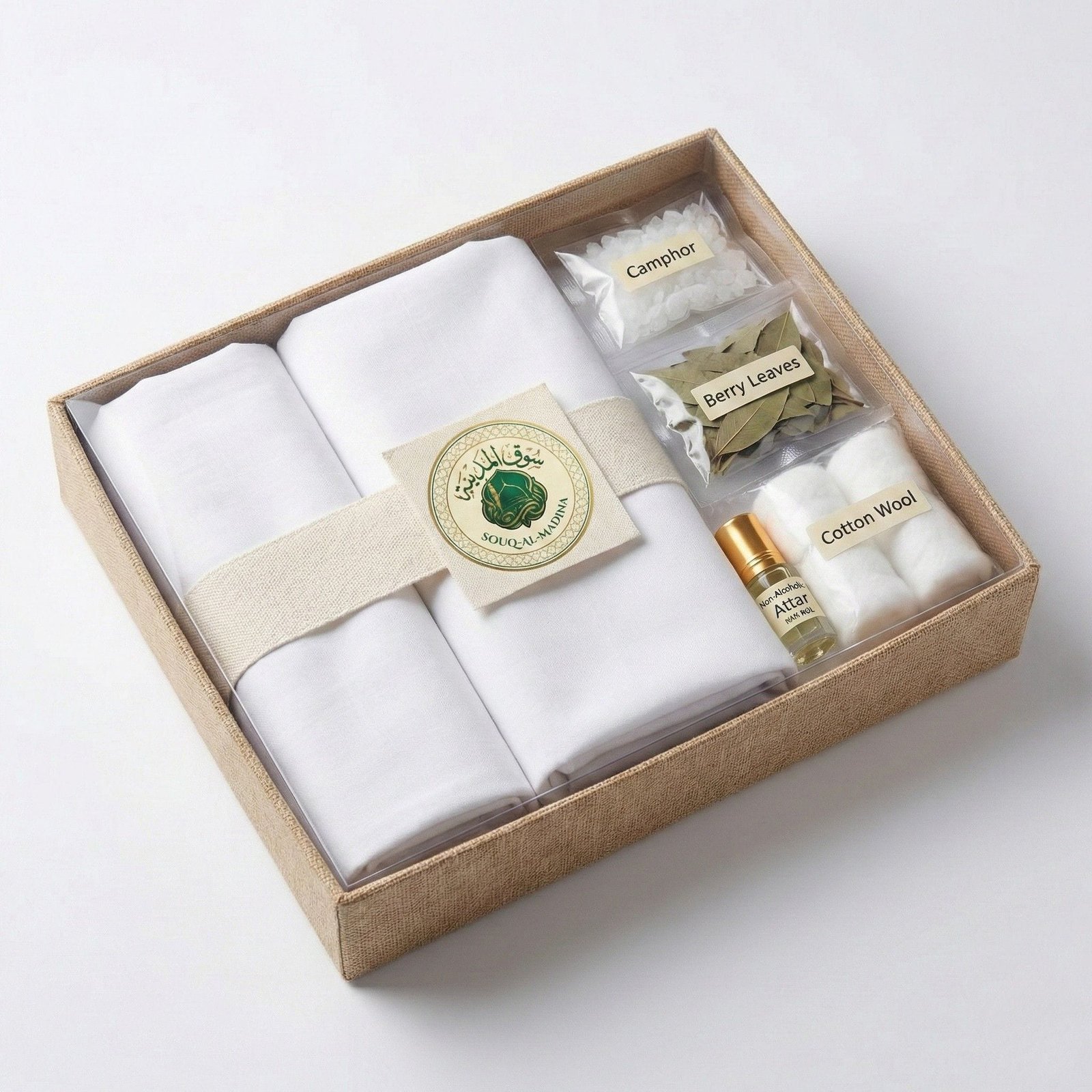 Complete Kafan Set for Men with All Essential Accessories (Sunnah Shroud Pack)