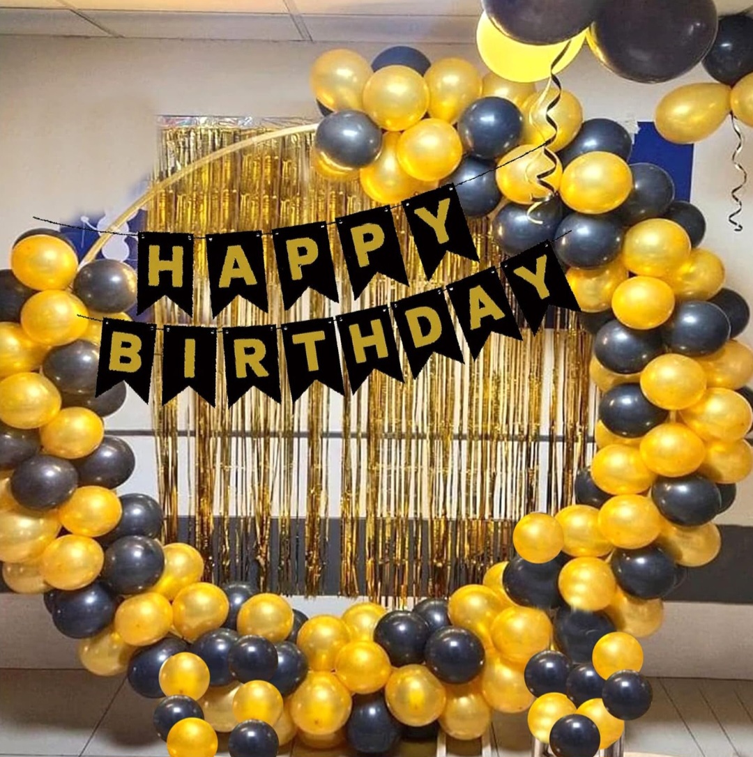 Happy birthday Decoration Set Theme Including 30 ( Black&Gold&Silver) Happy Birthday Black