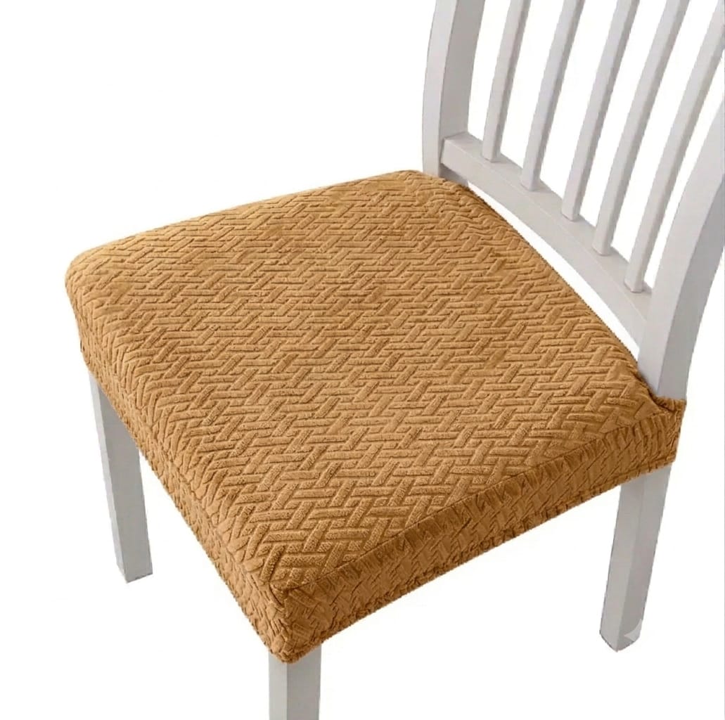 Stretchable T-Shaped Chair Cover - Modern Jacquard Dining Seat Slipcover, Machine Washable, Elastic Band Closure, Spandex/Polyester Blend for