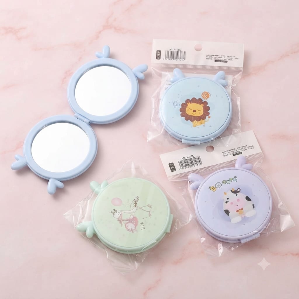 1 piece Cute Cosmetic Compact Mirrors Girl Mini Pocket Makeup Mirror. random colour random design khanani shop