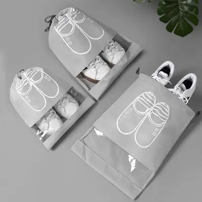 Pack of 12 - Travel Shoes Storage bag with clear window non-woven with PVC Bag