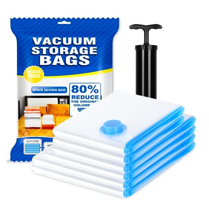 Pack Of 5 Vacuum Storage Bags Reusable Compression Organizer Bags With Hand Pump