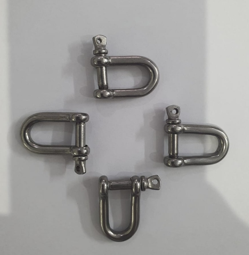 TOP-VIGOR 8Pcs 4mm D Ring Shackles, M4 Heavy Duty D Links Hook Shackle Clip Safety Shackle Lock 304 Stainless Steel Bow Lifting Shackle For Chains Wire Rope Lifting