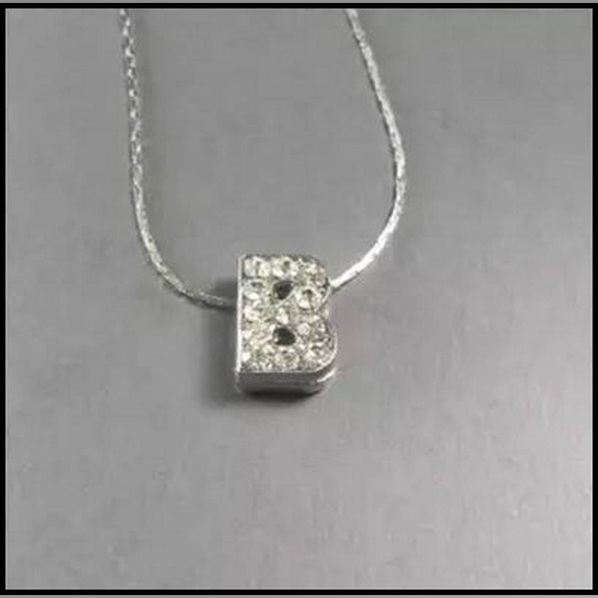 Silver Stainless Alphabet  B  Unique Locket with Chain For Girls & Boys