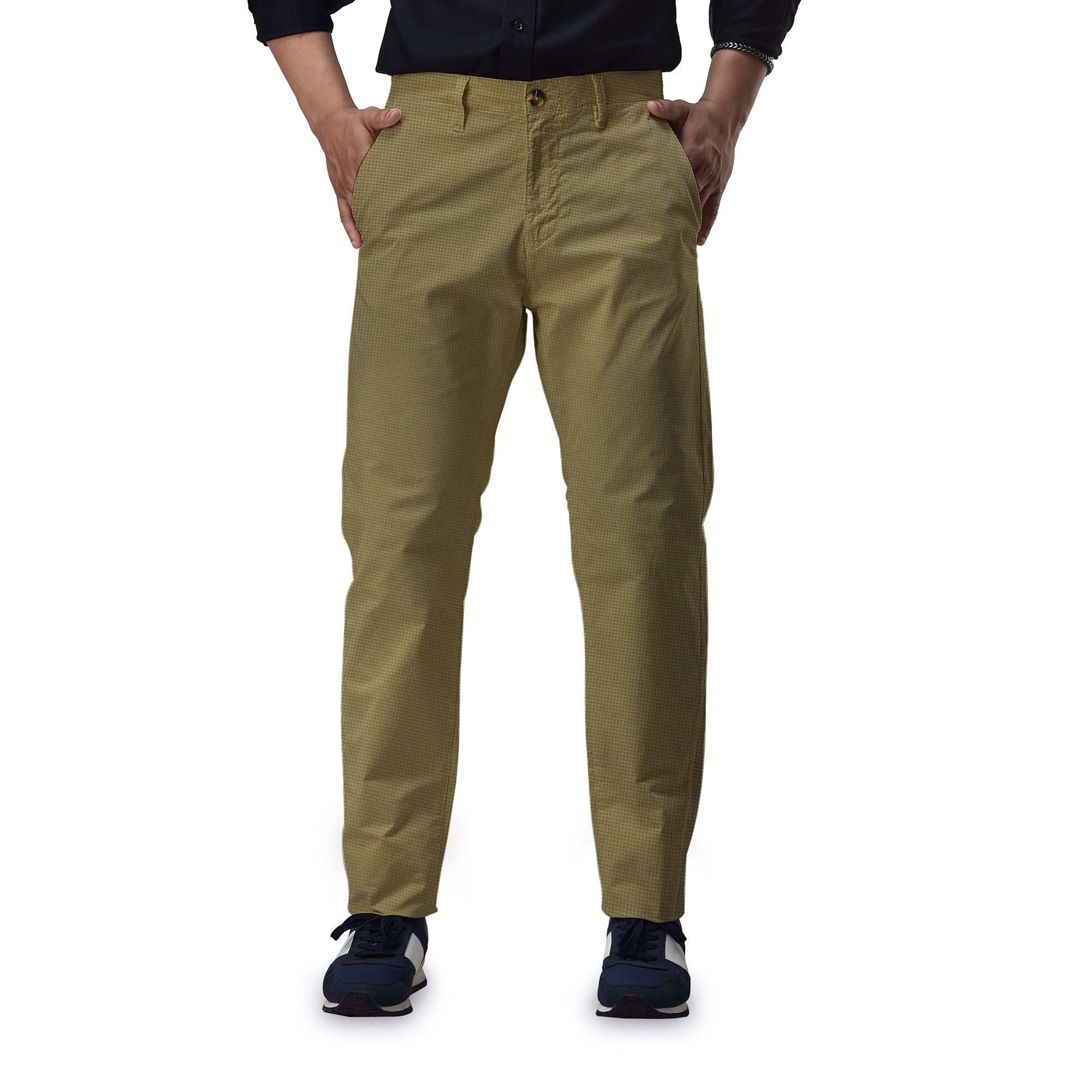 Men's Stretchable Chino Pants Full Length Regular Fit in Solid Colors