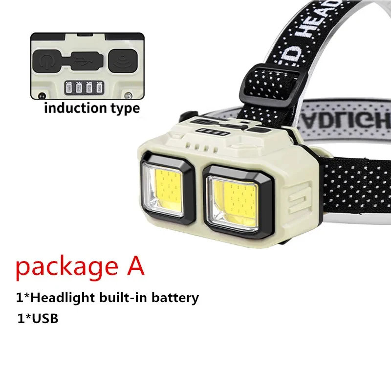 COB Sensor Headlamp LED Head Light Camping Fishing Mining Light Lamp Torch Flashlight Waterproof Headlight USB Rechargeable