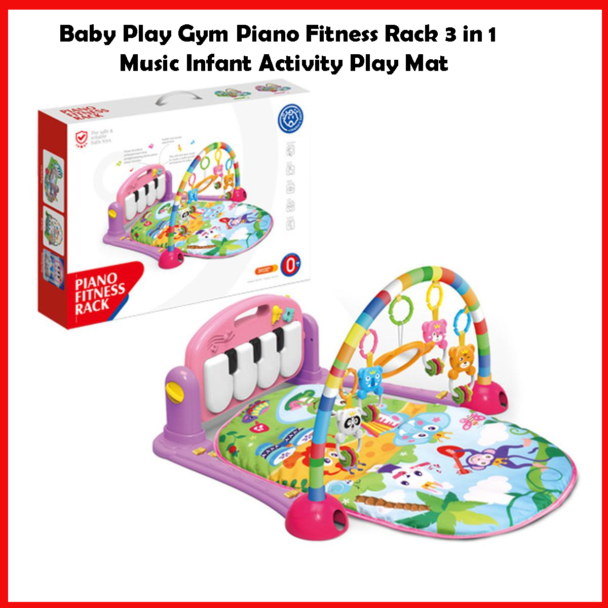 Imported Quality Baby Mat 3 in 1 Large Size  | Baby Gym Play Mat | Play Mat for Kids | Play Gym for Babies | Indoor Games for Kids | Baby Play Mat with Hanging Toys | Piano Fitness Rack | Baby Gym | Play Mat | Play Mat for Baby**