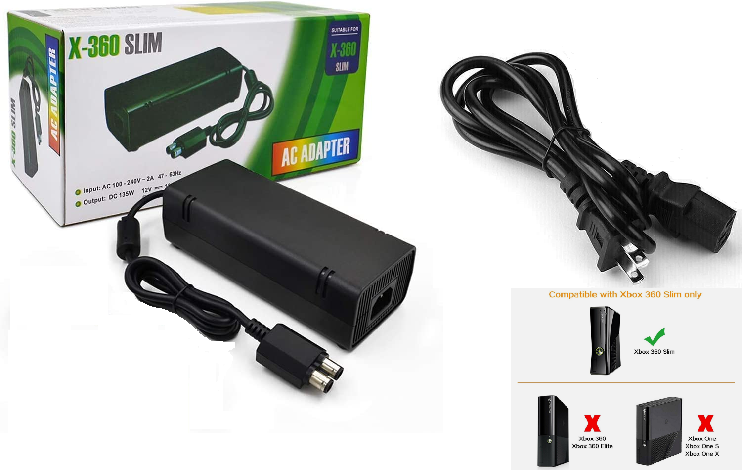360 Power Xbox One Slim Power Cord Xbox 360 Console ZZ671994 135W