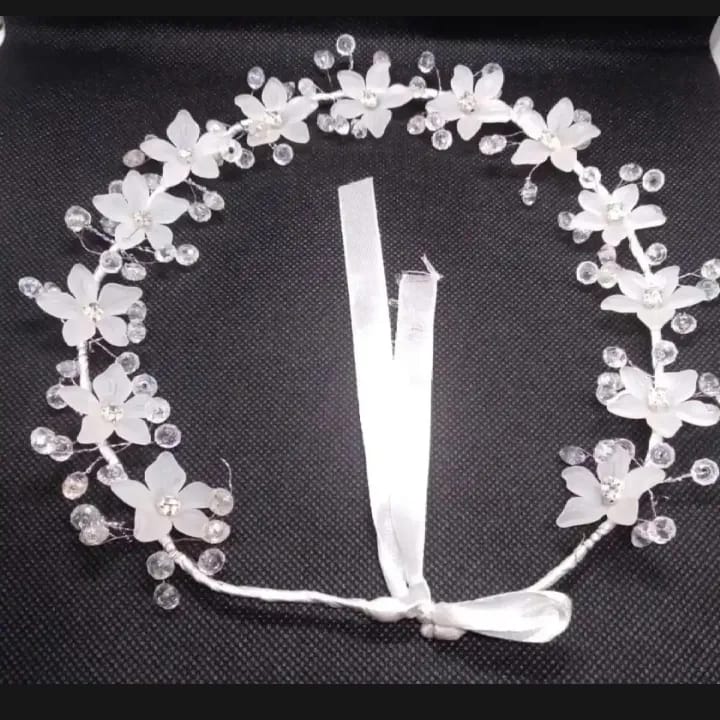 New Fashion Flower Headband With Ribbon Wearth Wedding Party ladies Girls Garlands Floral Crown Rhinestone Hairband