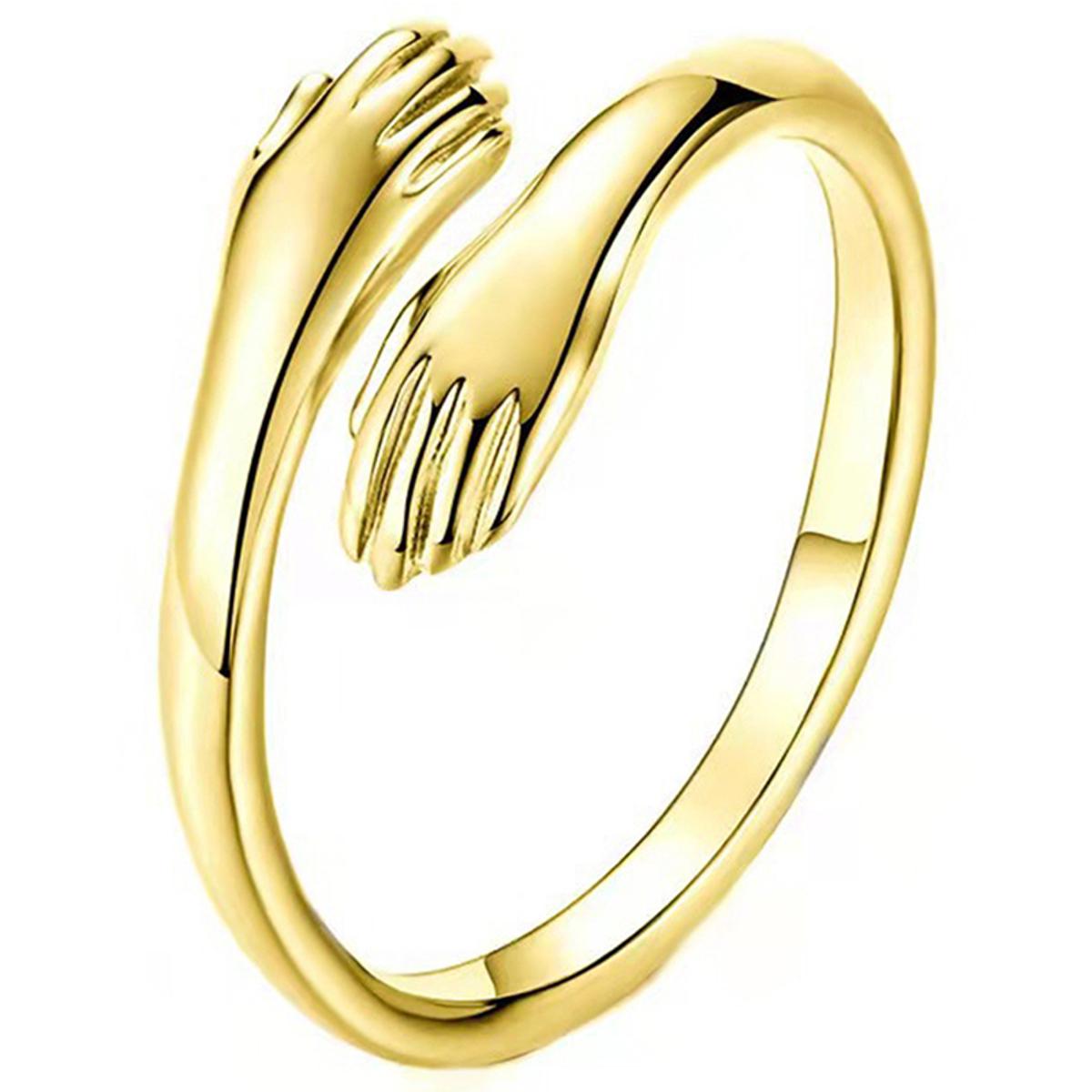 Women Girls Hand Rizeable Ring Creative Love Hug Ring Jewelry Gifts for Lovers