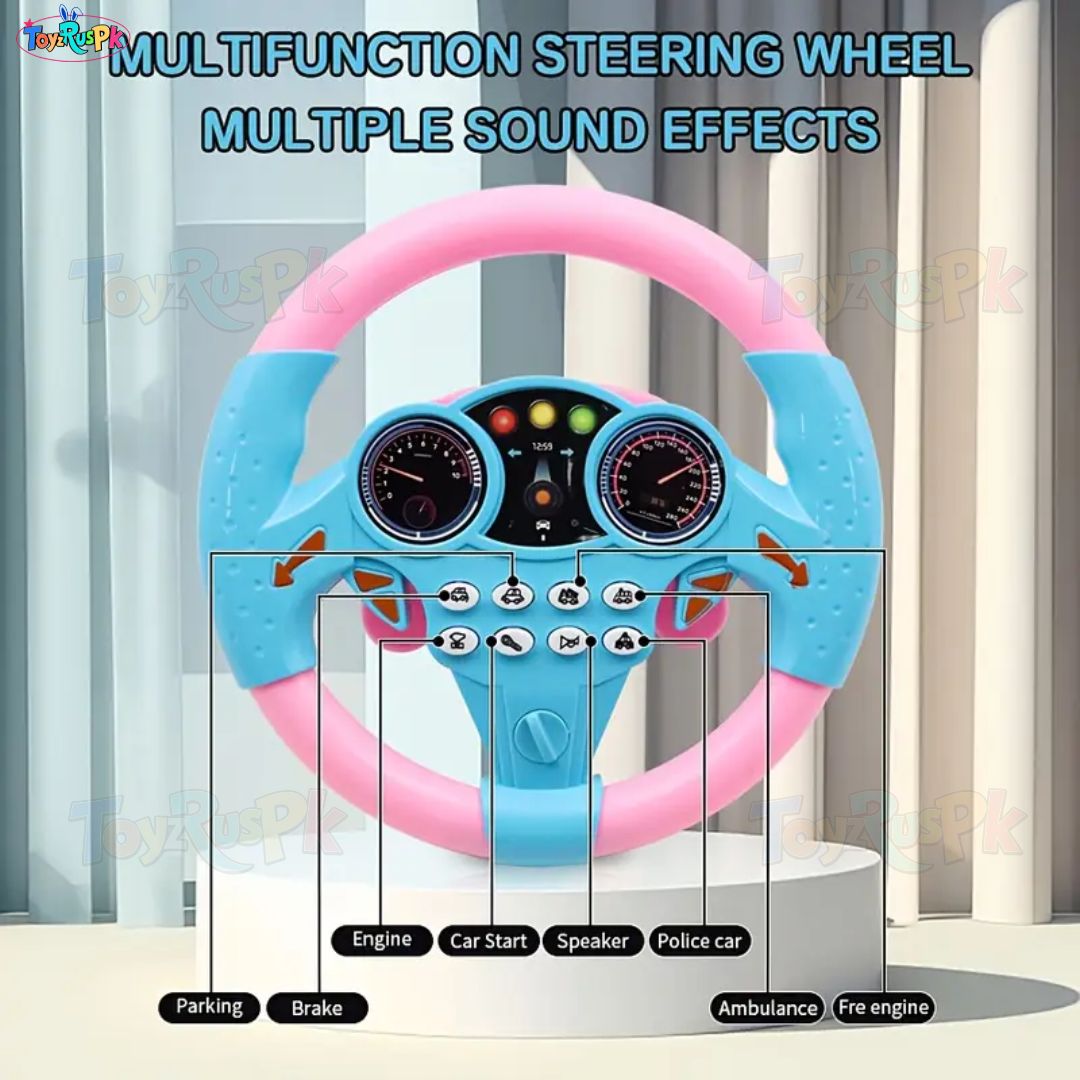 Kids Simulated Steering Wheel Toy | Interactive Car Driving Controller for Kids | Pretend Play Driving Toy with Sounds & Lights | Suction Cup Steering Toy for Babies & Toddlers | Educational Driving Toy for Boys & Girls | ToyzRusPk